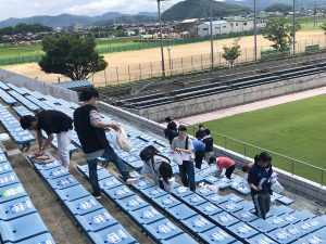 株式会社アクシス Axisバードスタジアム コロナ対策ステッカーを設置いたしました
